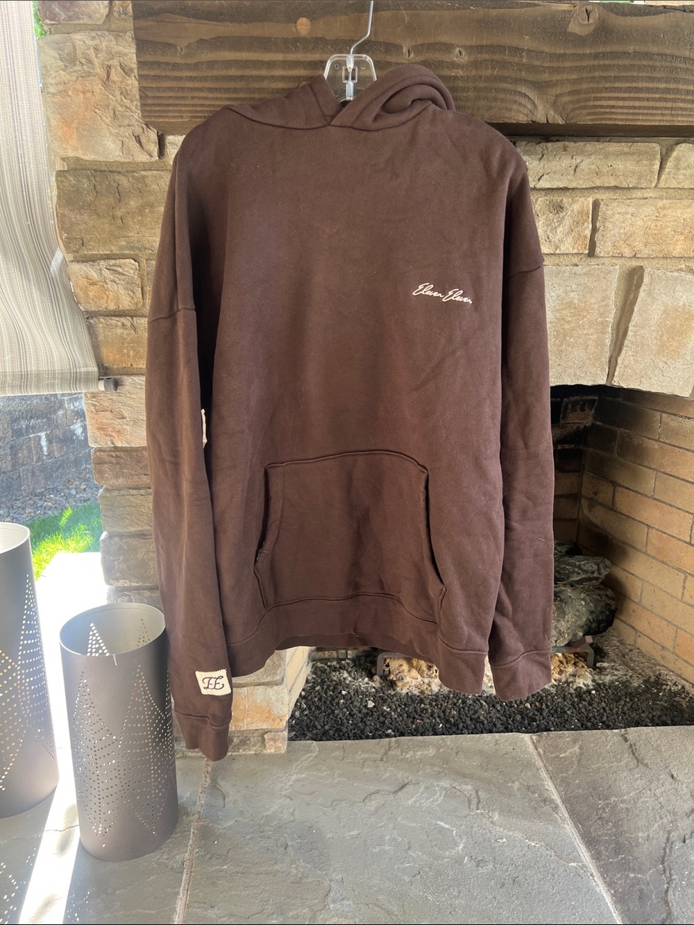 Eleven Eleven Brown Hooded Sweatshirt Large